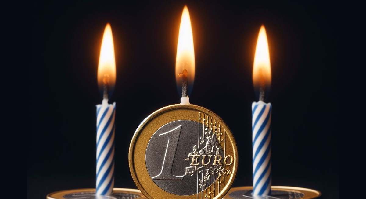 Euro con velas de cumpleaños