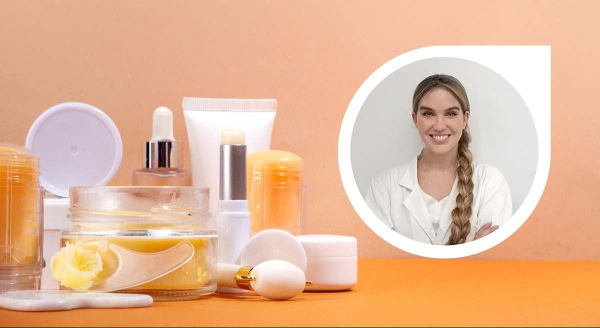 Imagen de Blanca Laso junto a productos cosméticos