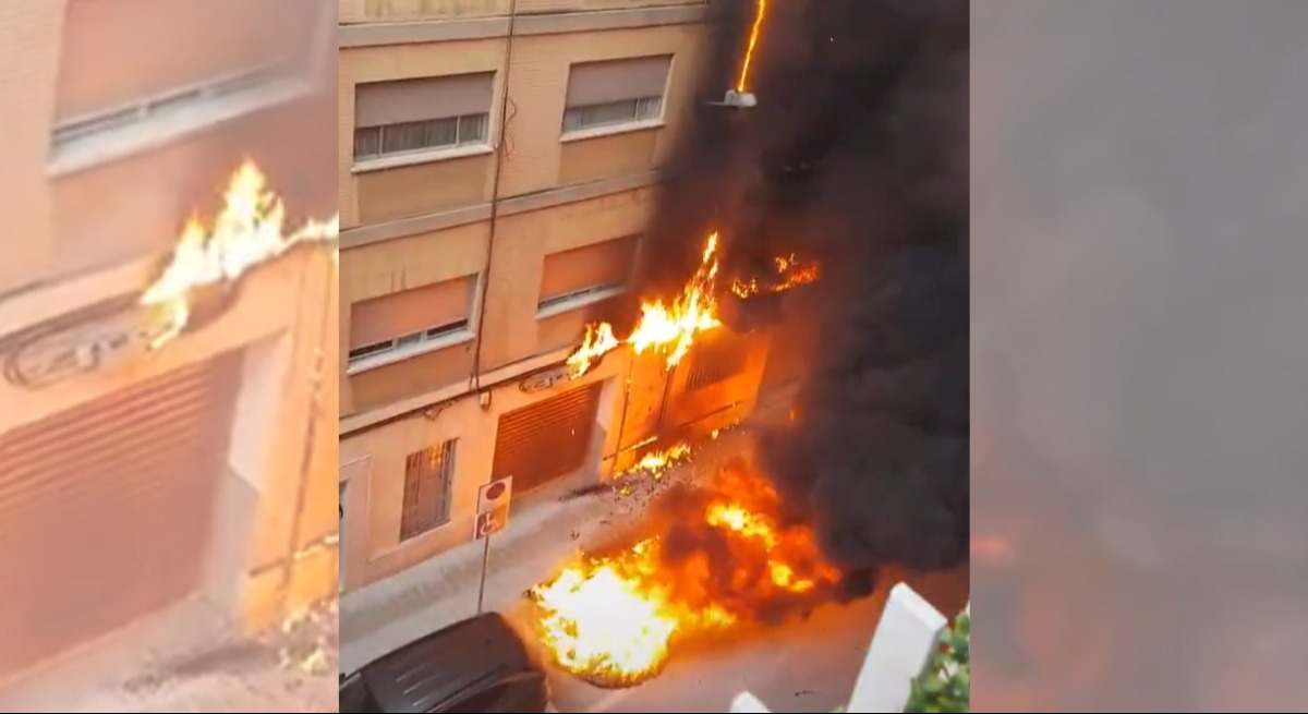 Incendio de dos contenedores y dos vehículos en Mislata.