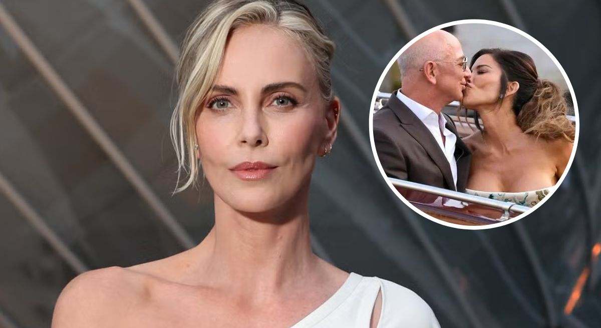 Charlize Theron, Jeff Bezos y Lauren Sánchez