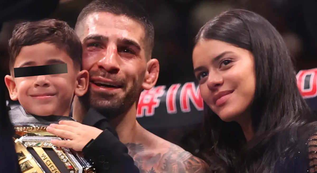 Ilia Topuria celebra su victoria ante Holloway con su hijo Hugo y su pareja Giorgina E