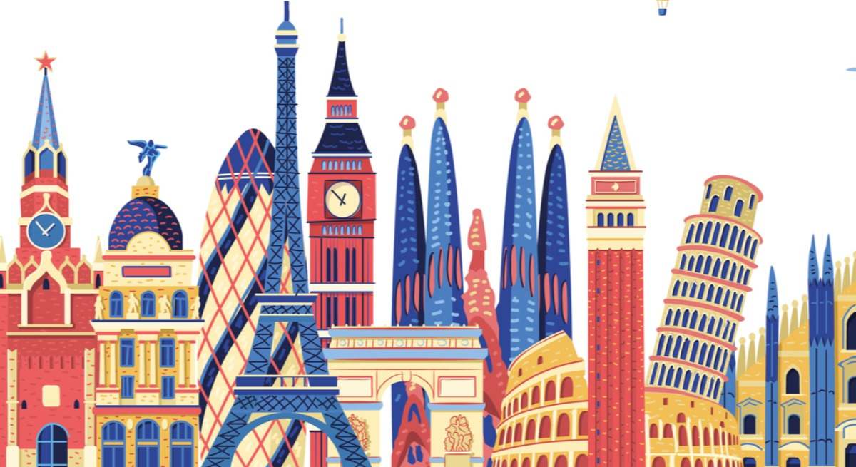 Dibujos de algunos edificios emblemáticos europeos