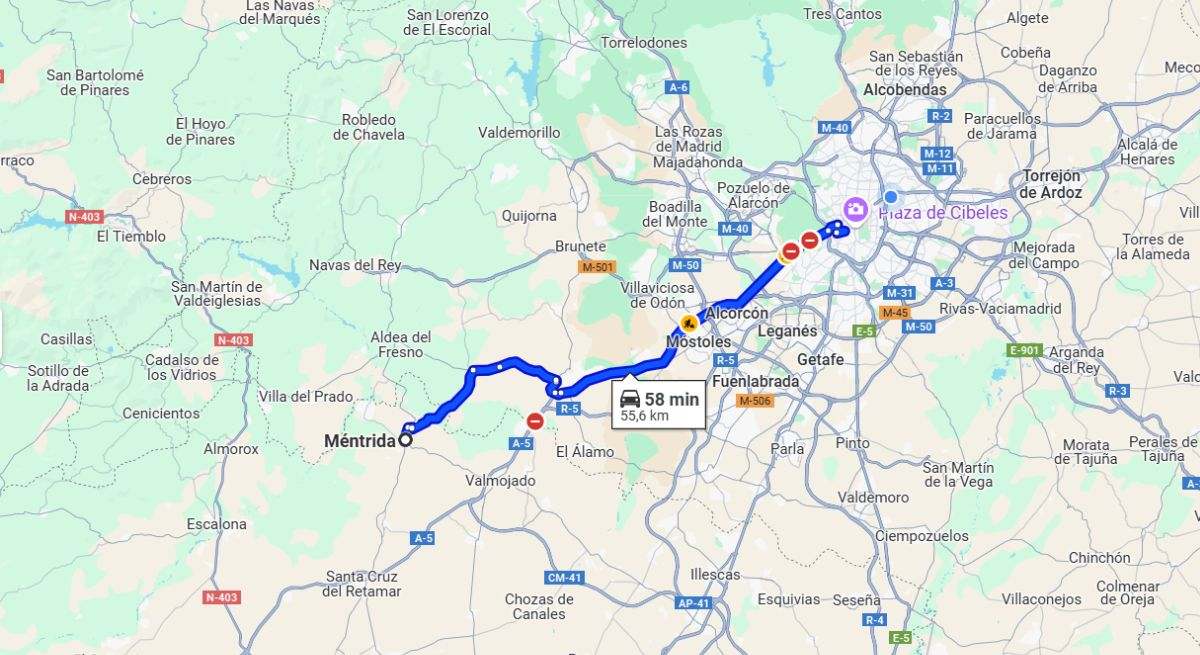 Cómo llegar de Madrid a Méntrida