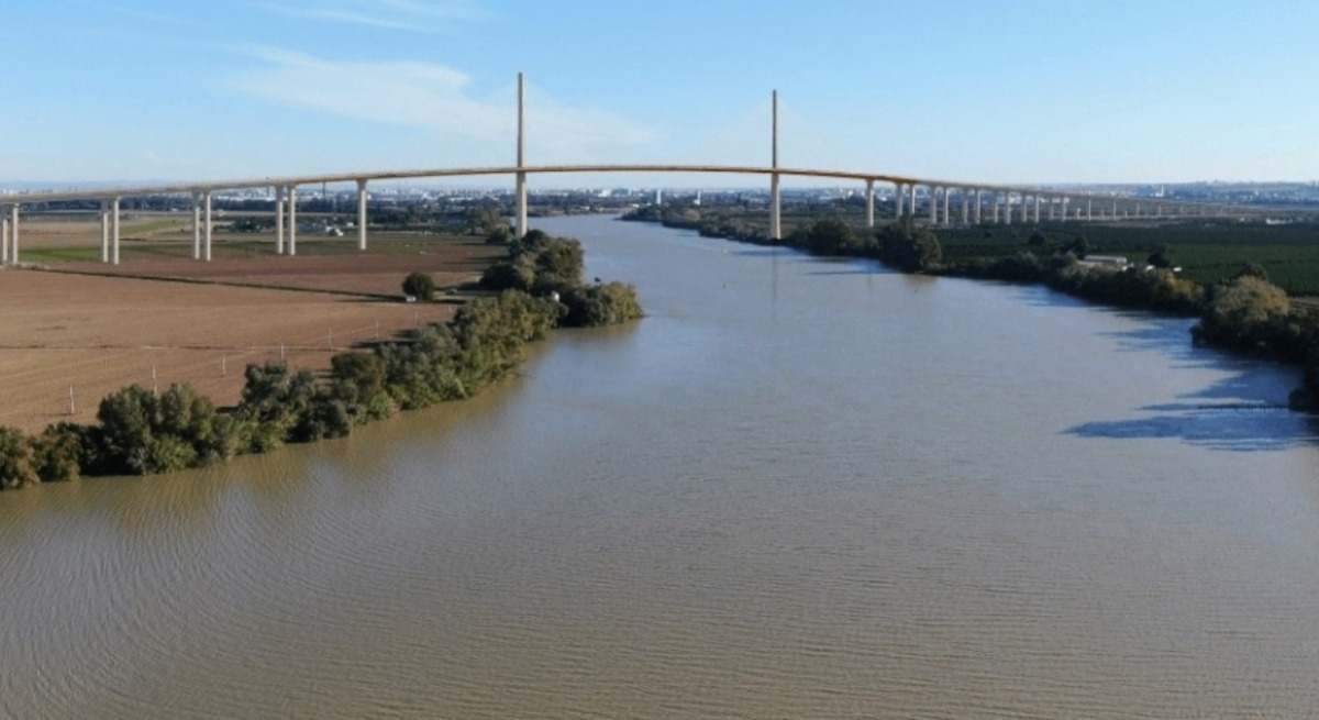 Recreación del puente sobre el Guadalquivir.