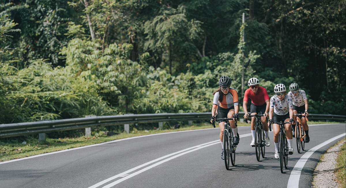 grupo de ciclistas en carretera