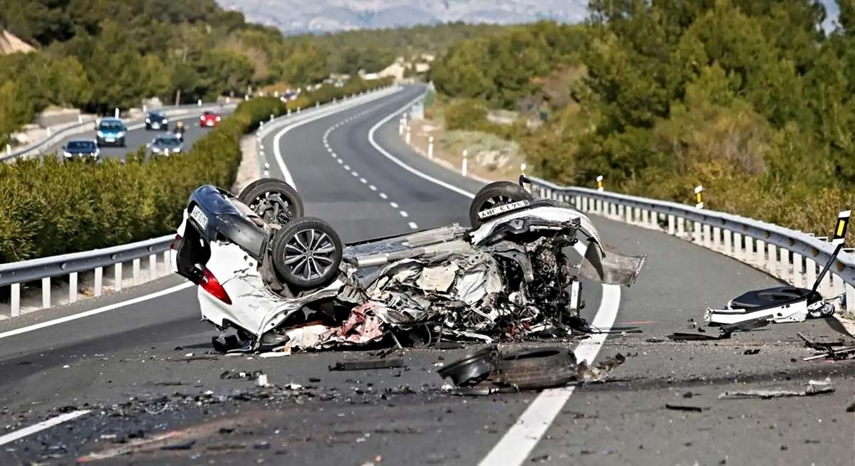 Un vehículo siniestrado tras el impacto de un kamikaze / EFE