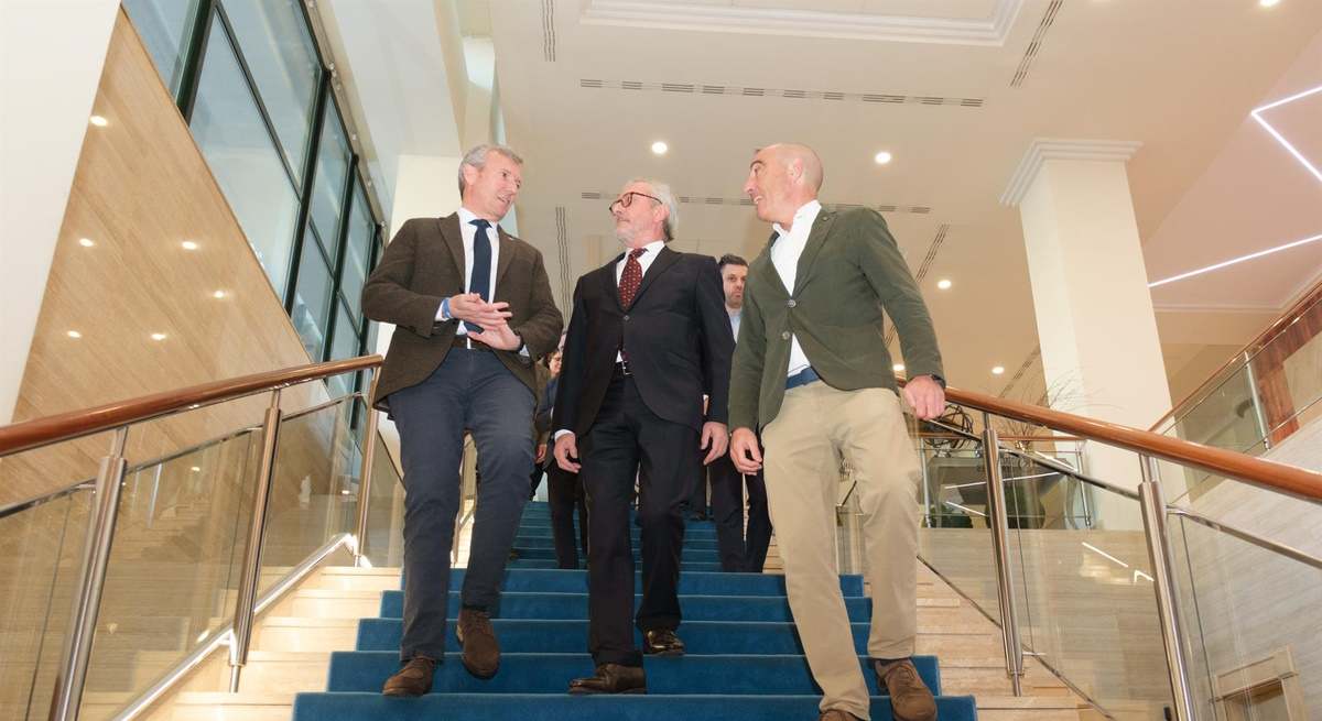 El presidente de la Xunta, Alfonso Rueda, en la presentación de la IV edición del 'Atlas galego da empresa comprometida' .