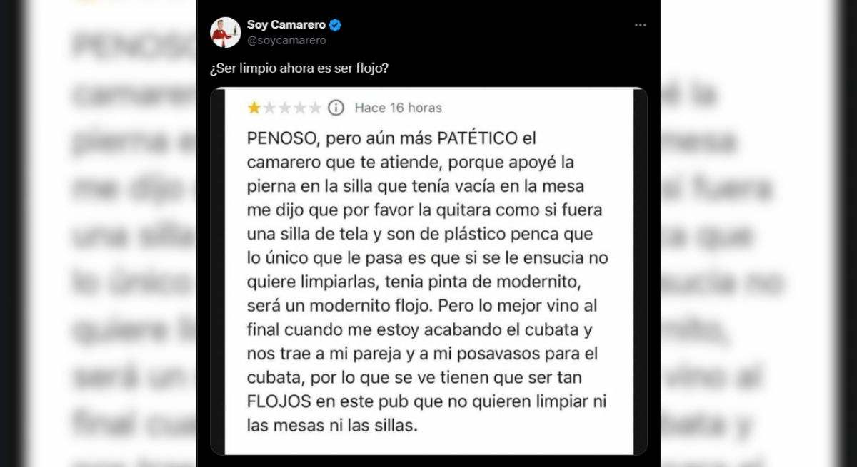 Captura de pantalla de una reseña a un restaurante