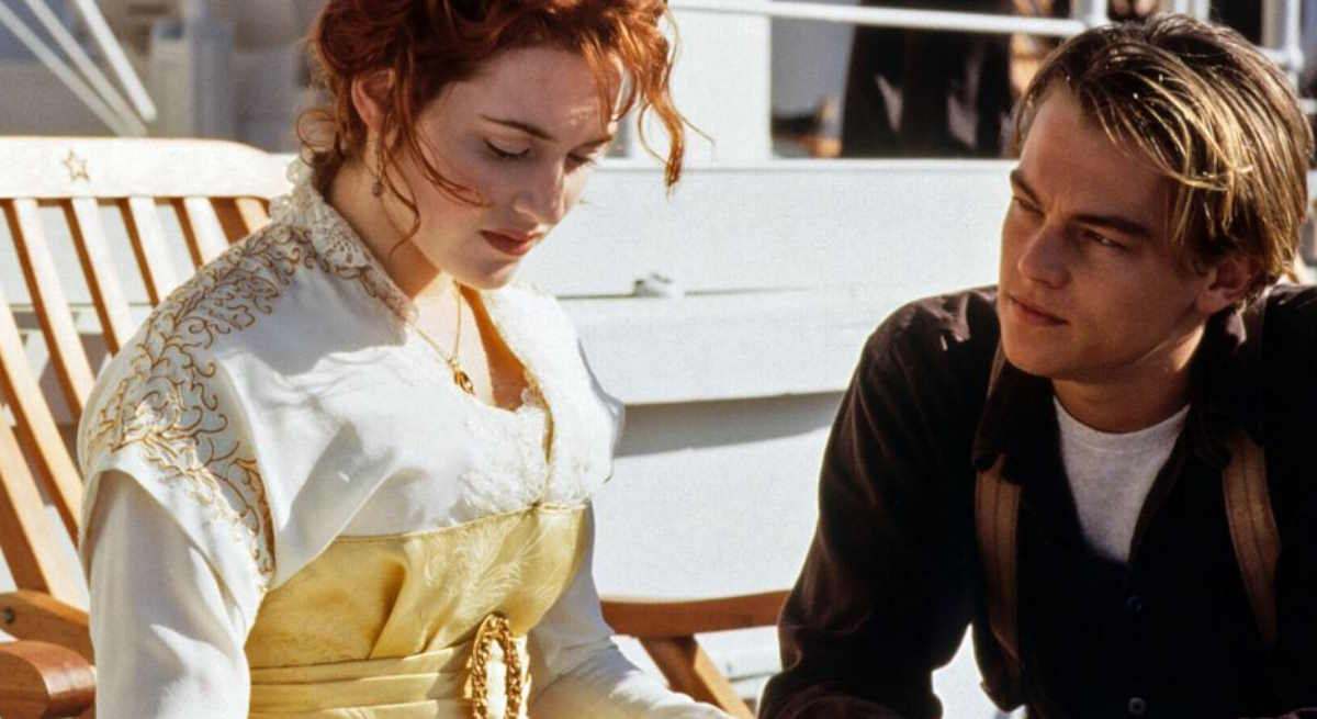 Kate Winslet y DiCaprio en Titanic