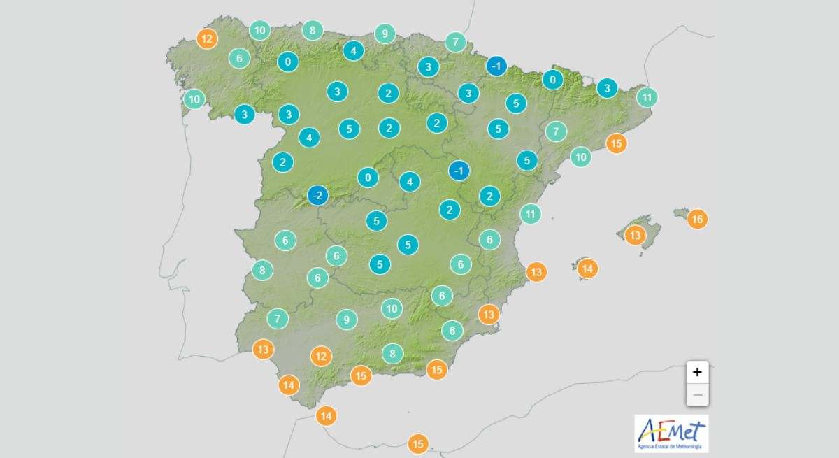 Previsión de temperaturas invernales. / Foto: AEMET