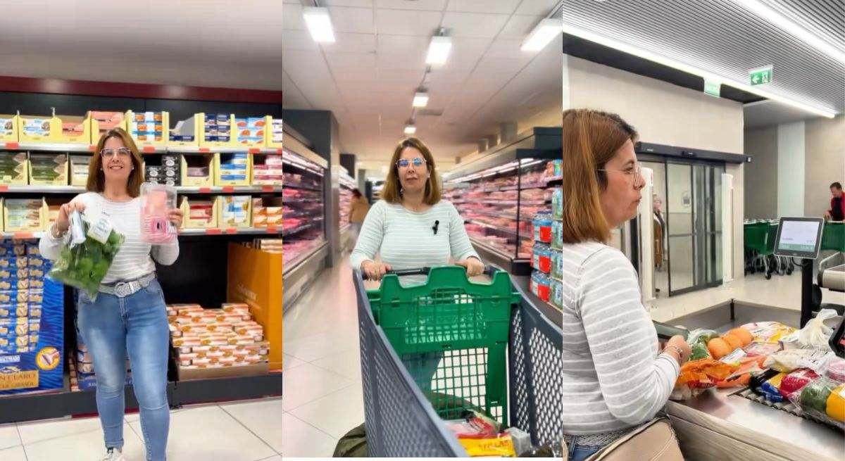 Una mujer hace la misma compra en tres supermercados. / Foto: TikTok - Soniasg._