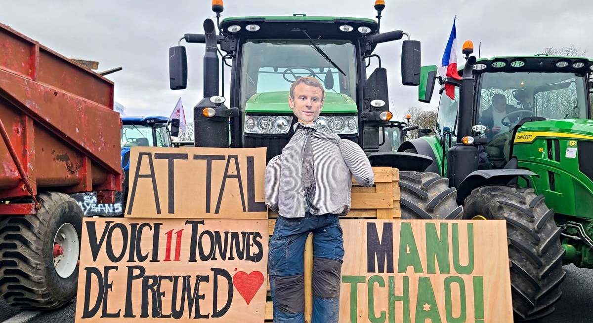 Un tractor en las protestas de agricultores franceses