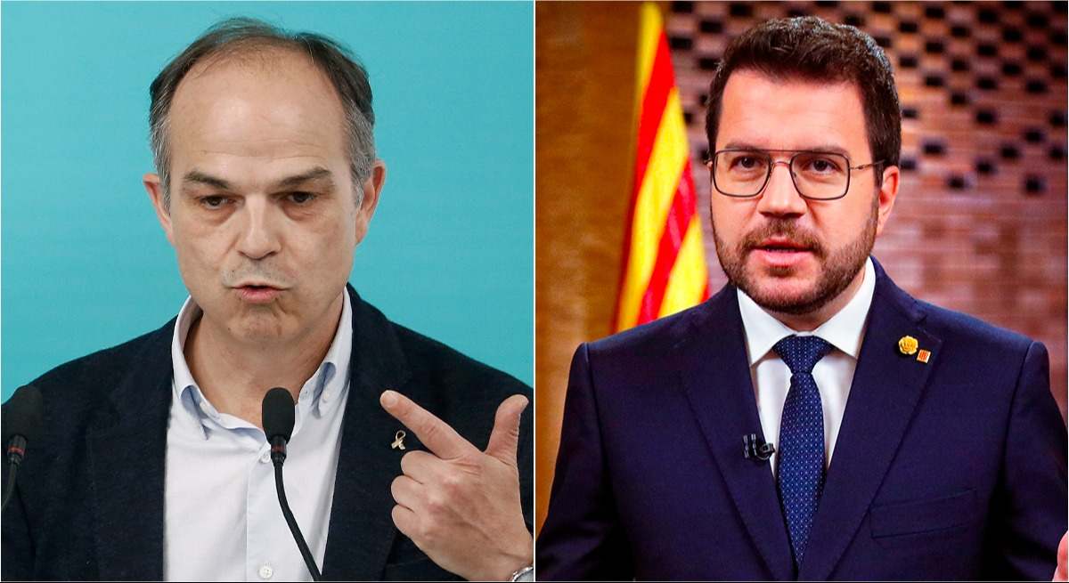 Jordi Turull (Junts) y Pere Aragonès (ERC y presidente de la Generalitat)