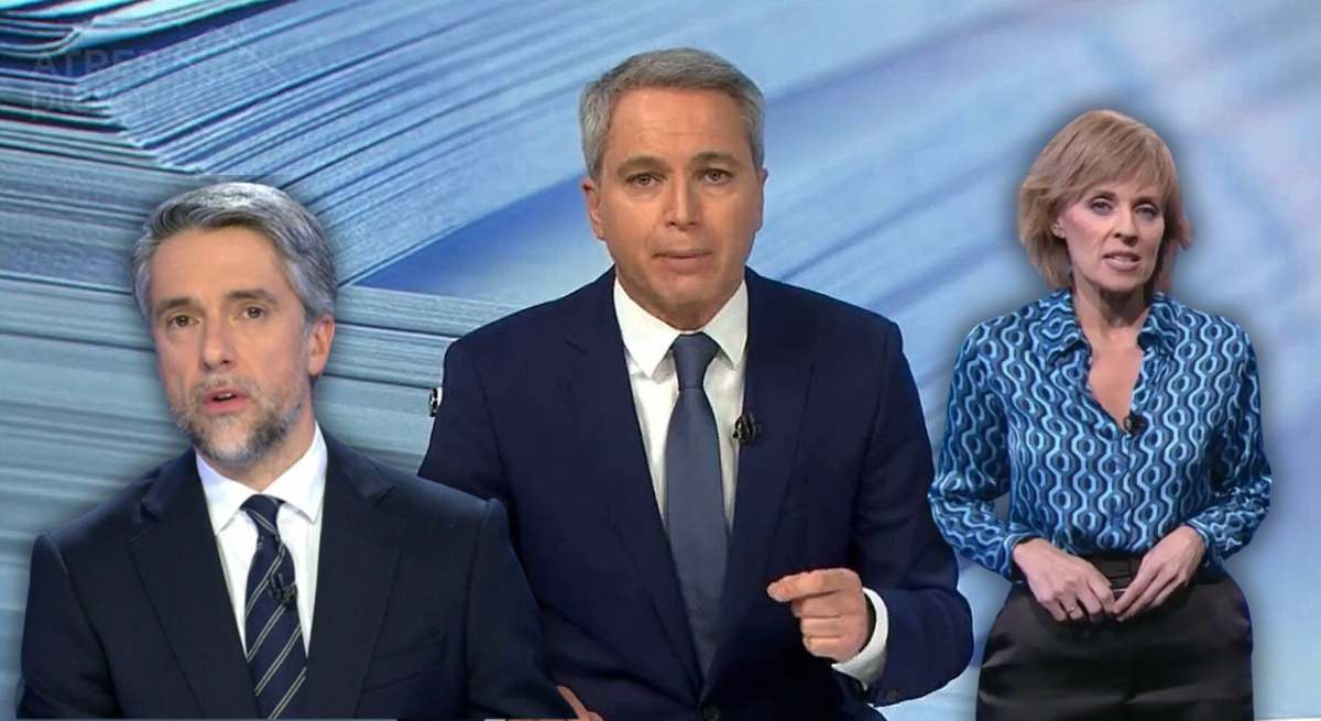 Vicente Vallés, Carlos Franganillo y Marta Carazo