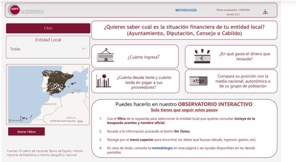 Herramienta de la AIReF sobre las entidades locales. / Foto: AIReF