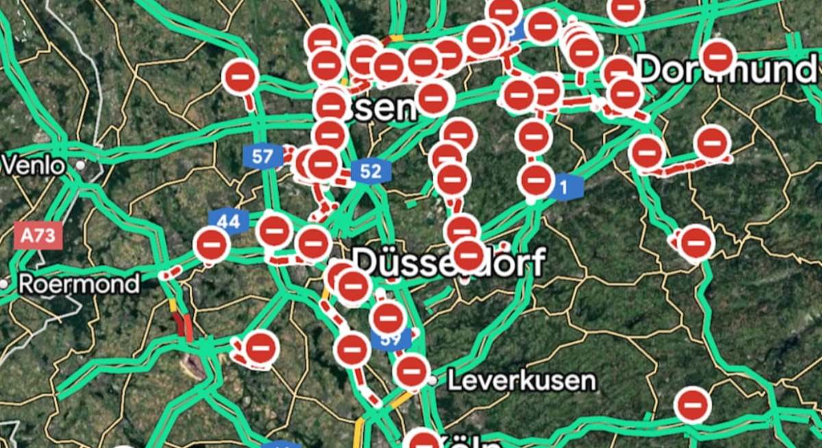 Google Maps cierra por error 7 autopistas clave en Alemania.