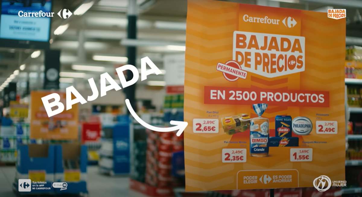cartel promocional de la bajada de precios de Carrefour
