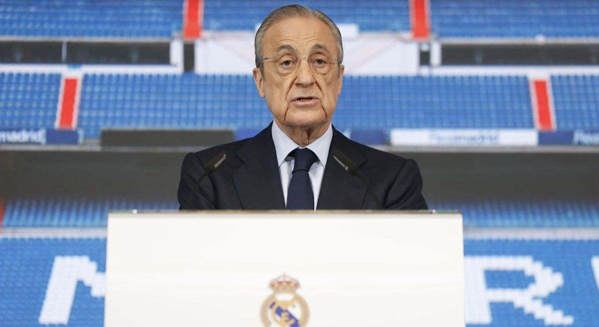 Florentino Pérez durante una conferencia del Real Madrid