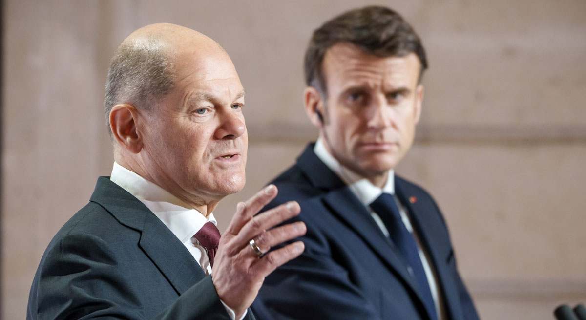 El canciller alemán, Olaf Scholz, y el presidente francés, Emmanuel Macron.