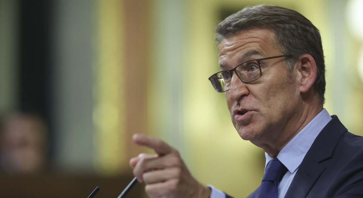 Feijóo, en el pleno de investidura de Pedro Sánchez. Foto: EFE.