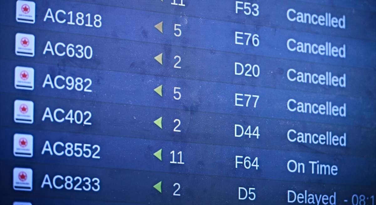 Un panel muestra varios vuelos cancelados / EP