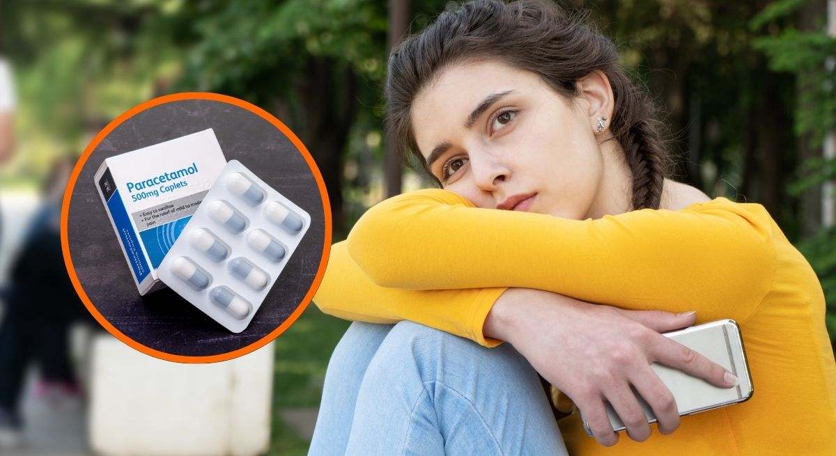 Chica triste y paracetamol