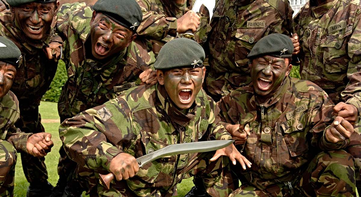 Soldados nepalíes, Gurkhas, al servicio del Reino Unido, ahora en las Malvinas