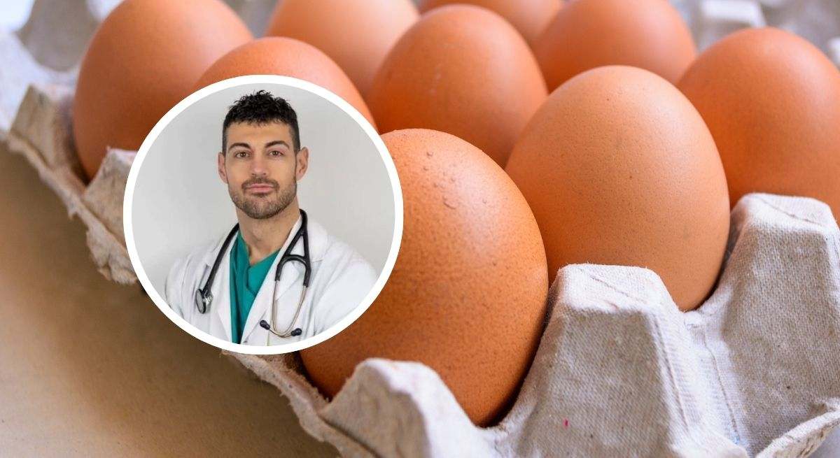 El cardiólogo José Abellán con un fondo de huevos
