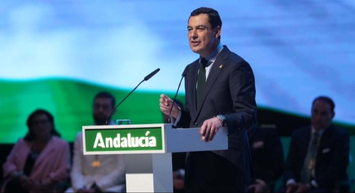 Juanma Moreno durante su discurso institucional del 28F.