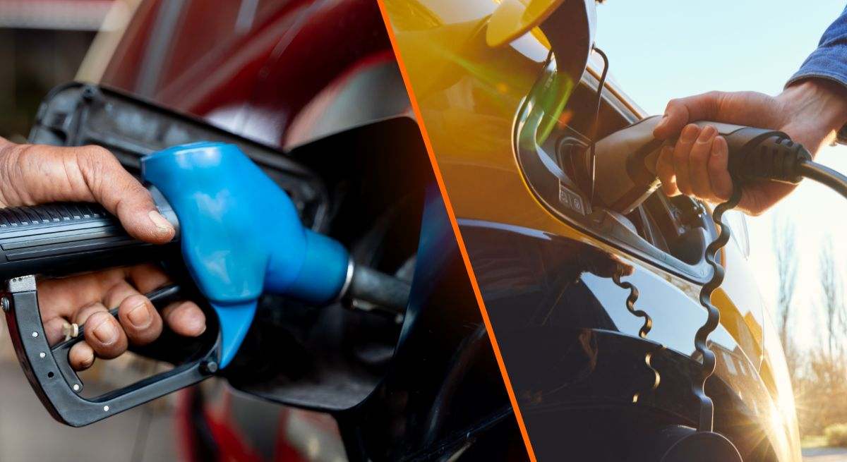 Montaje coche gasolina y coche eléctrico