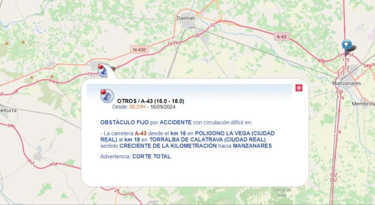 Accidente en la A-43.