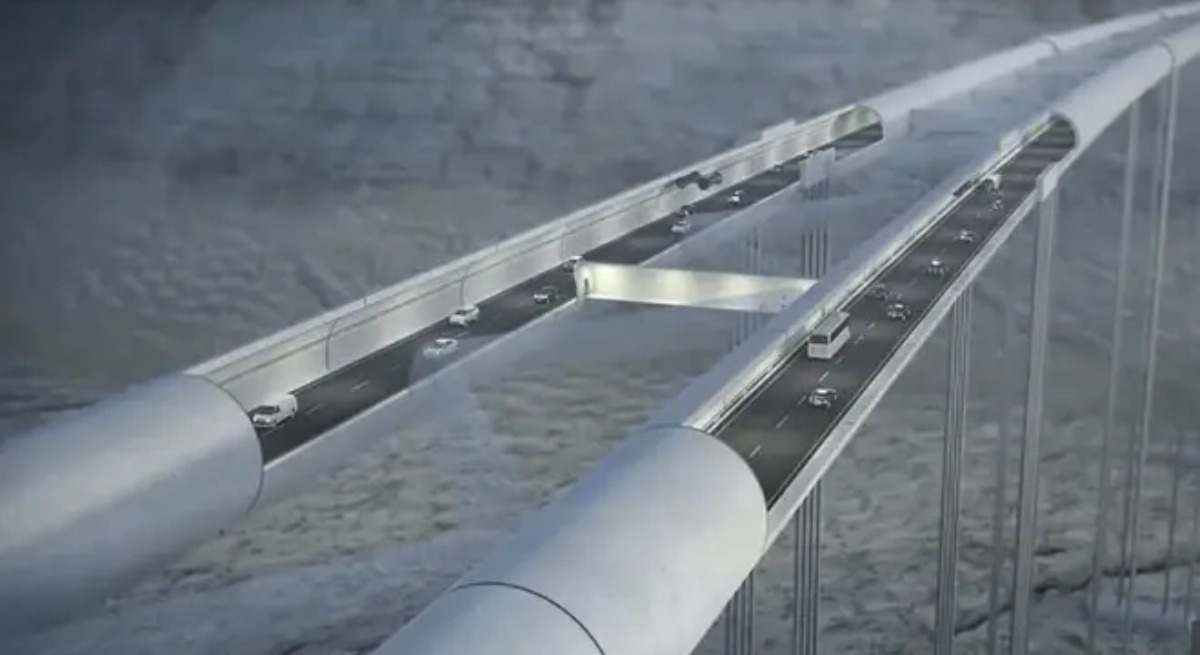 Ilustración 3D del túnel Rogfast, en Noruega