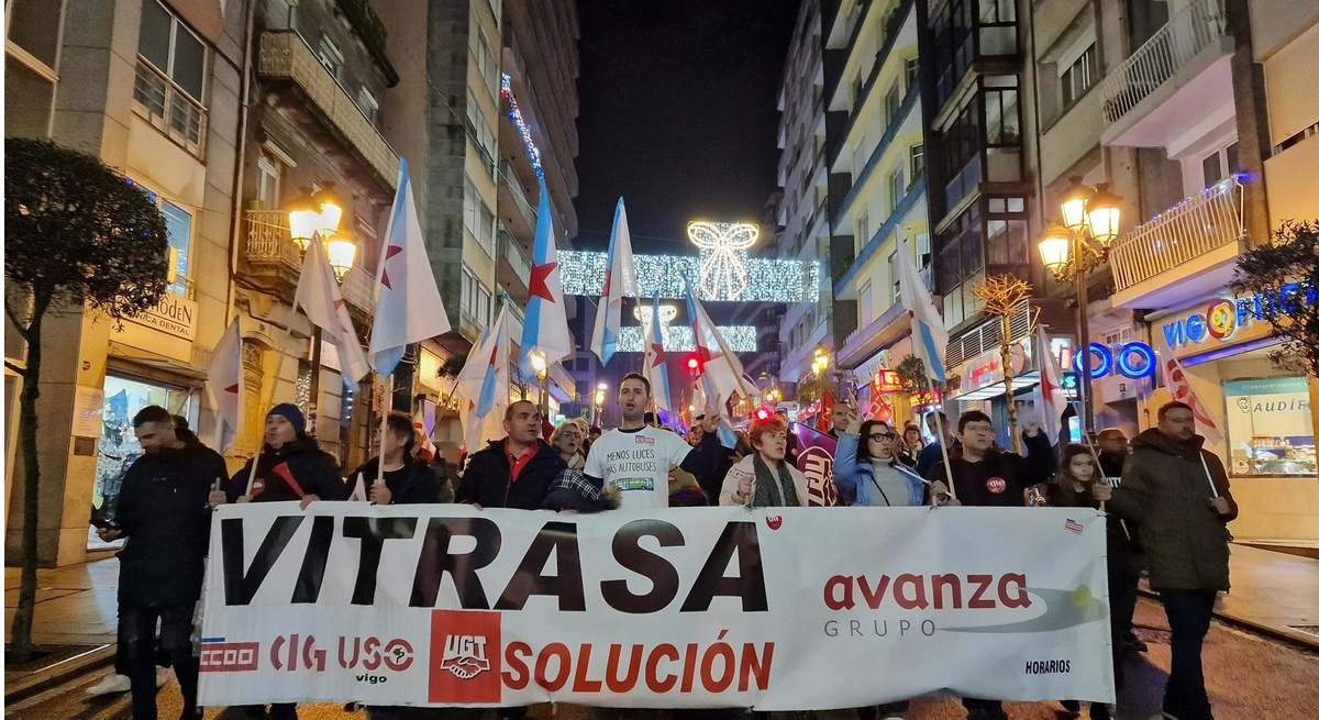 Manifestación de Vitrasa por las calles de Vigo