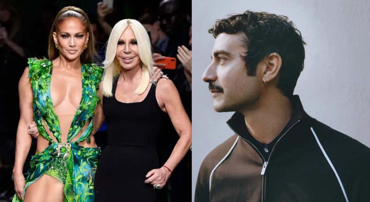Jennifer Lopez y Donatella Versace, en 2020; a la derecha, Darío Vitale
