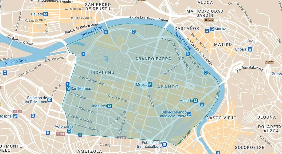 Plano de la Zona de Bajas Emisiones de Bilbao