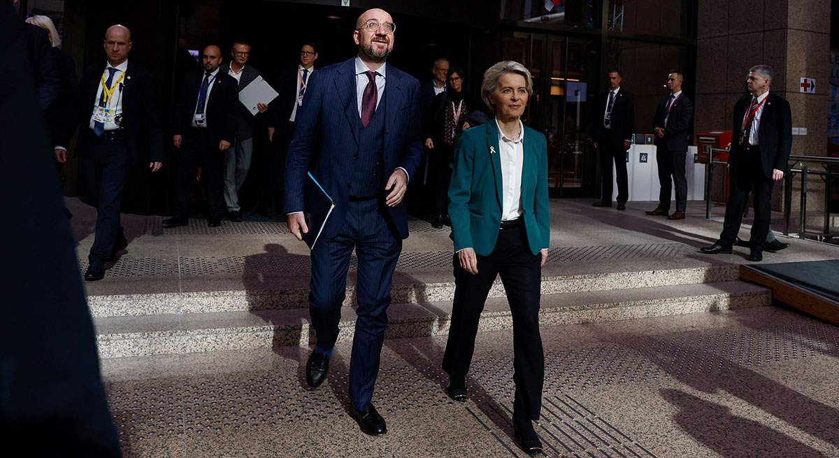 La presidenta de la Comisin Europea Ursula von der Leyen y el presidente del Consejo Europeo Charles Michel