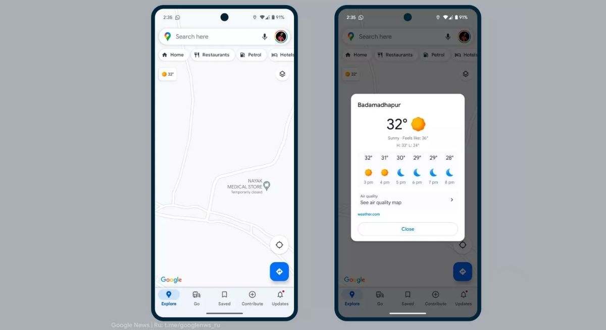 Google Maps tiempo