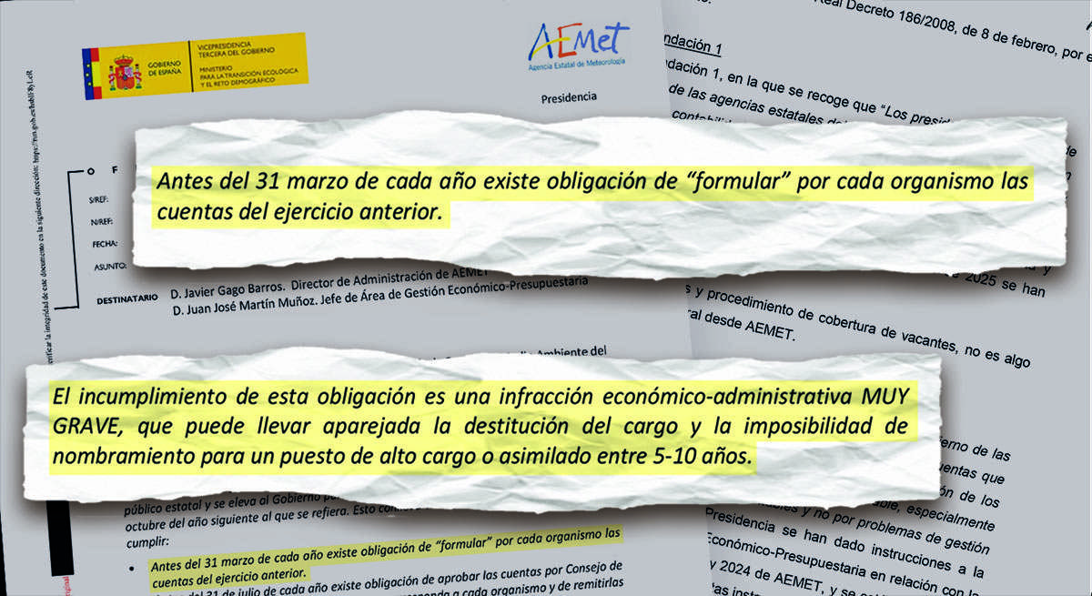 Extracto del correo en el que la presidenta de Aemet recoge la advertencia del Miteco