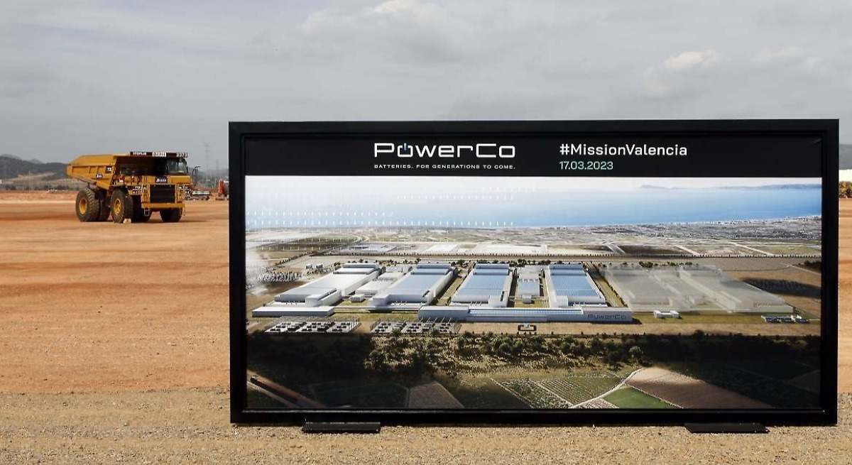Imagen virtual de la gigafactoría en los terrenos de las obras.
