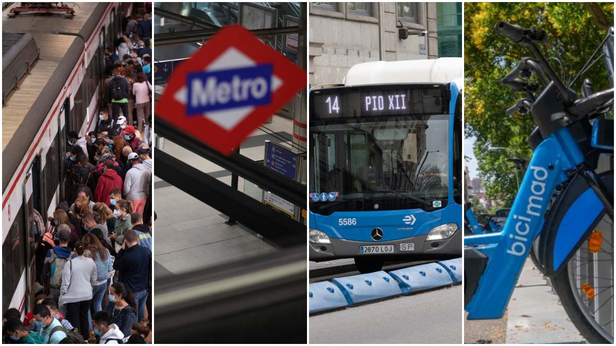 diferentes medios de transporte público de la capital
