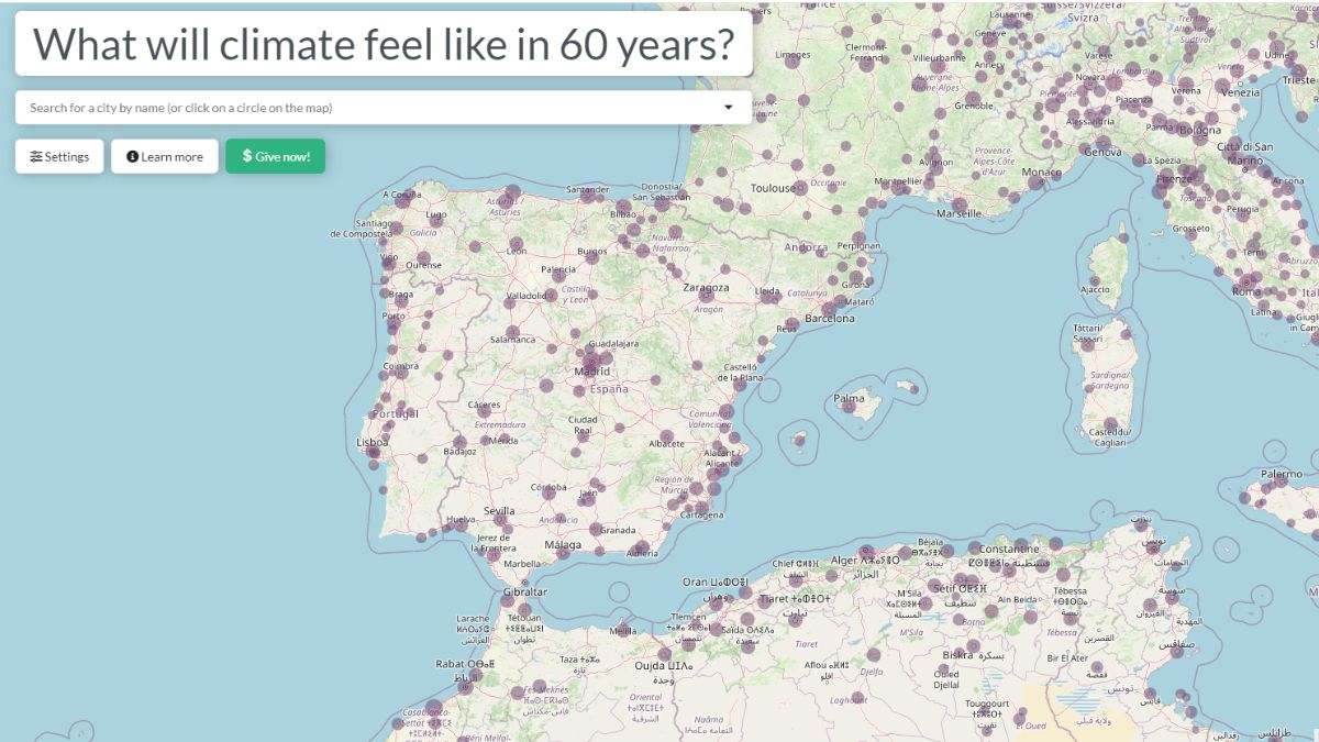 Mapa de las temperaturas en 2080