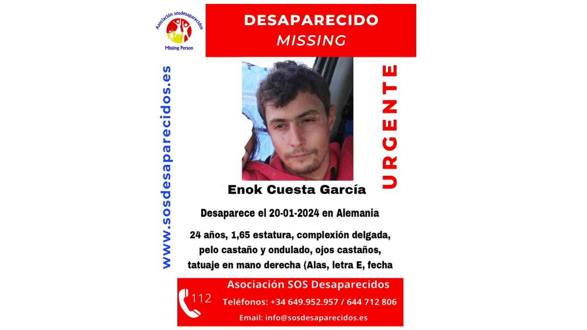 Enok Cuesta García, alerta de SOS Desaparecidos.