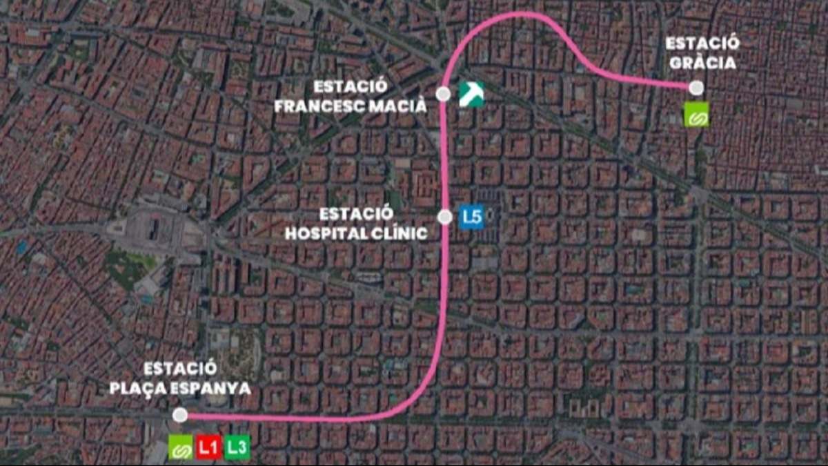Trazado que unirá las dos líneas de FGC en Barcelona
