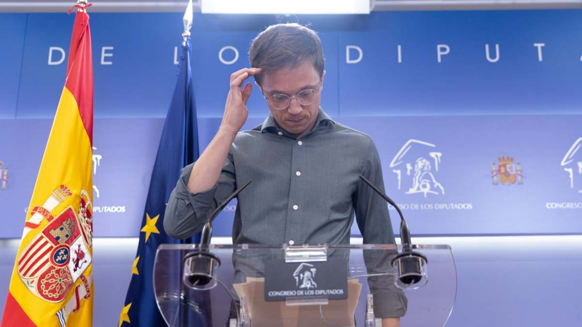 Íñigo Errejón, en una rueda de prensa en el Congreso de los Diputados.