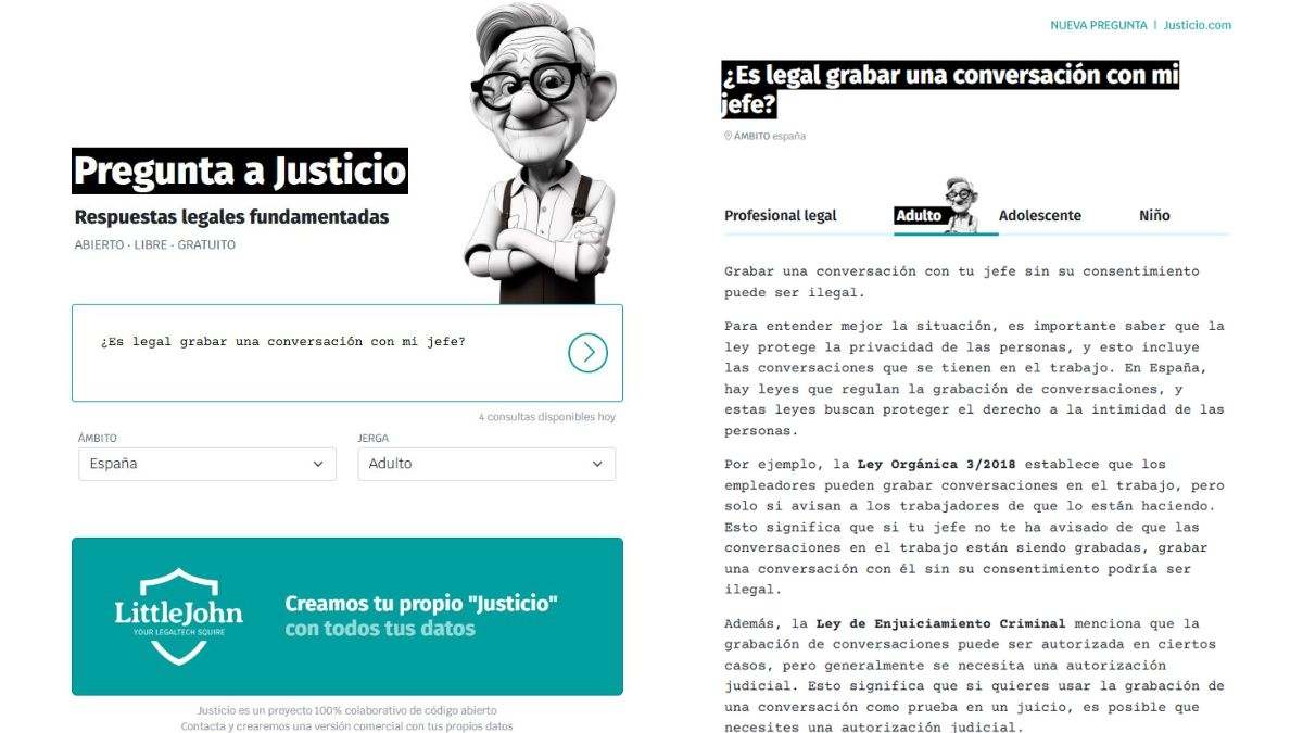 Crean un ChatGPT capaz de responder a cualquier duda sobre temas legales: es gratis y funciona las 24 horas