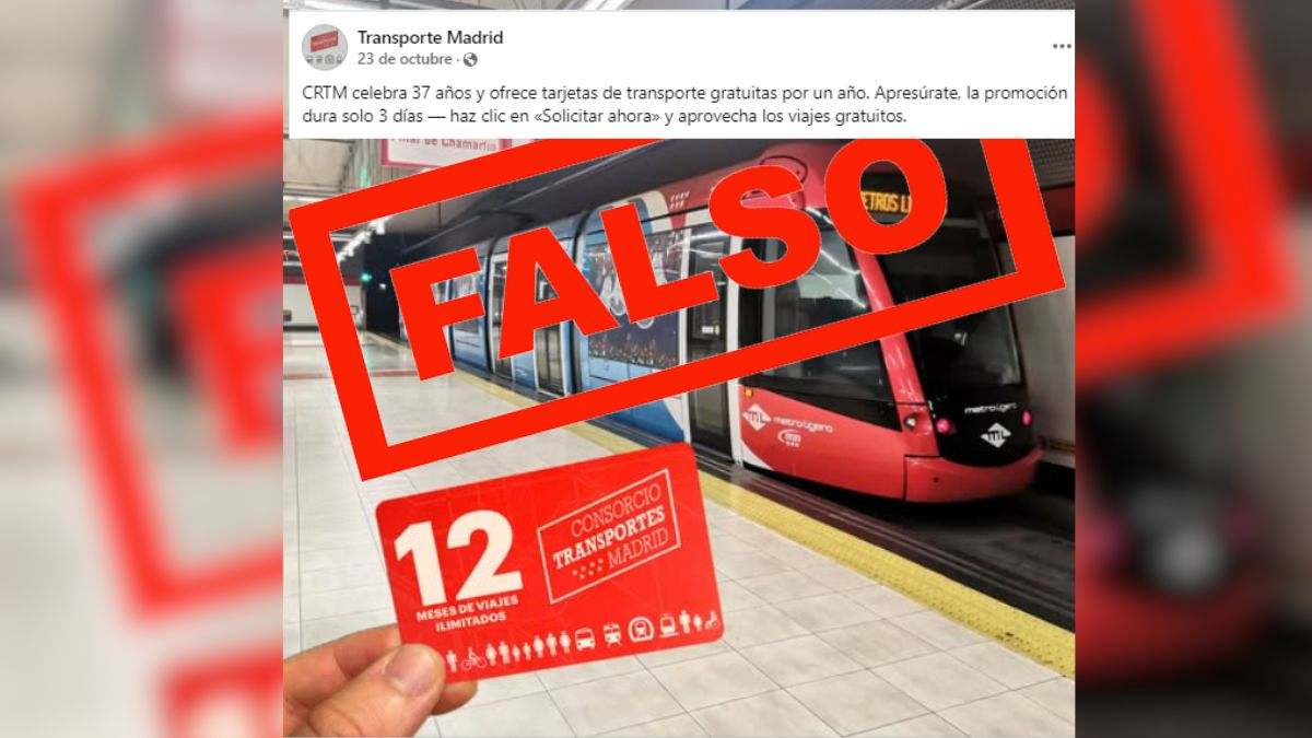 El Metro de Madrid pide a los ciudadanos estar alerta ante la nueva estafa de las "tarjetas de transporte gratis por un año"