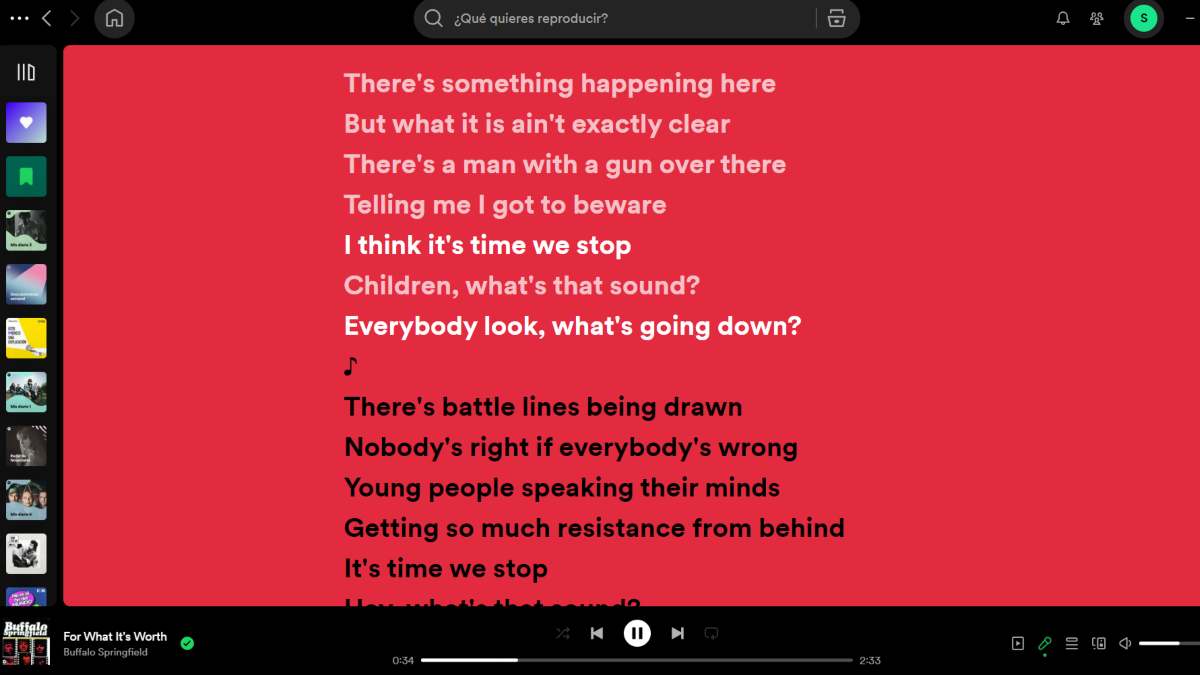 spotify letra de la canción