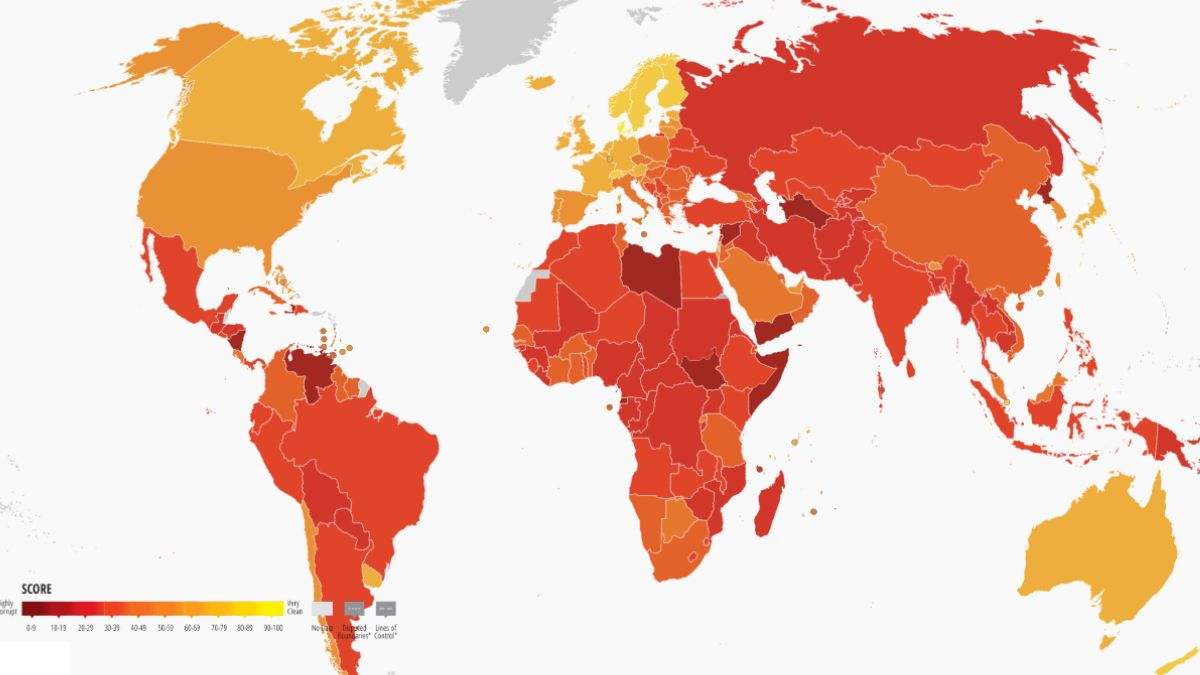 El mapa con los países más y menos corruptos en el sector público del mundo