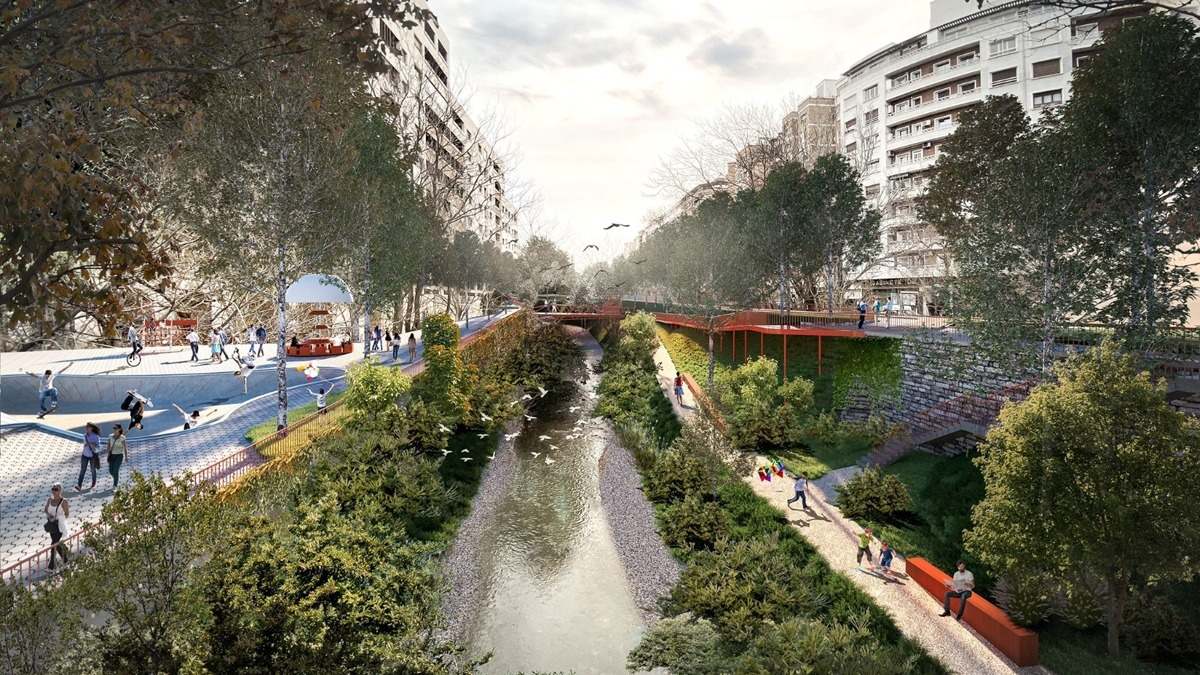 El río Huerva a su paso por Zaragoza capital