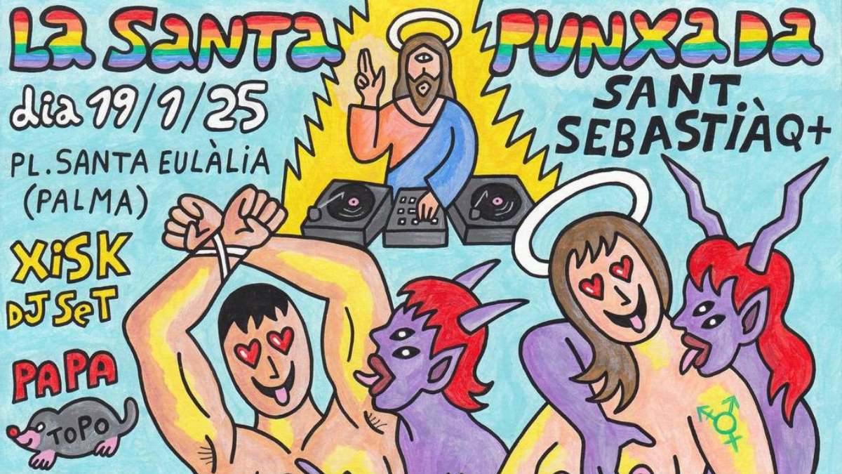Cartel diseñado por Lluïsa Febrer para la fiesta de la plaza Santa Eulàlia.
